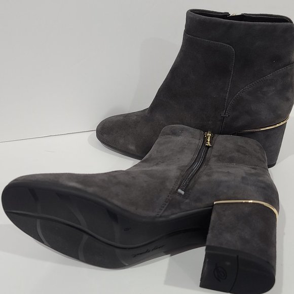 SALE! ✅  EASY SPIRIT Ankle Boot Dark Grey & Gold Nubuck (Suede) Size 9W ✨ NEW - Picture 2 of 10